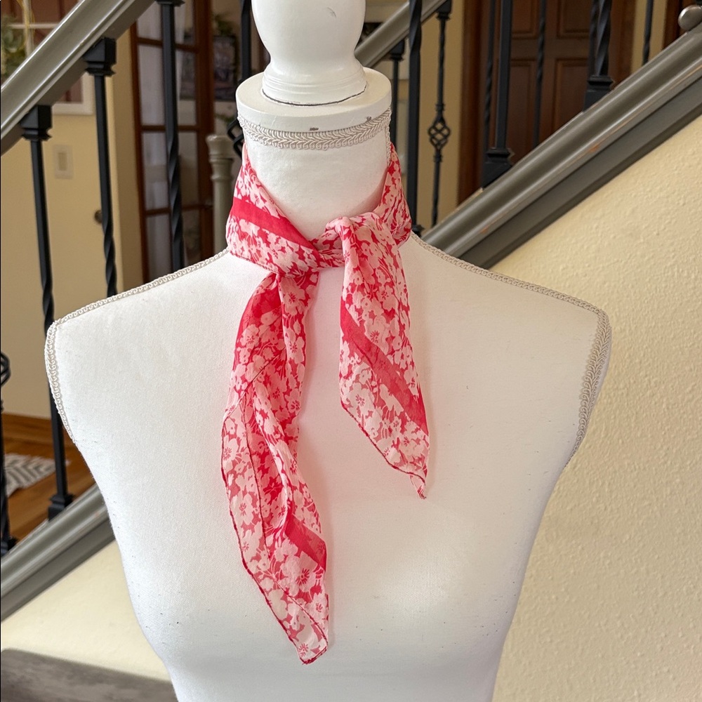 Floral Pink and White Scarf